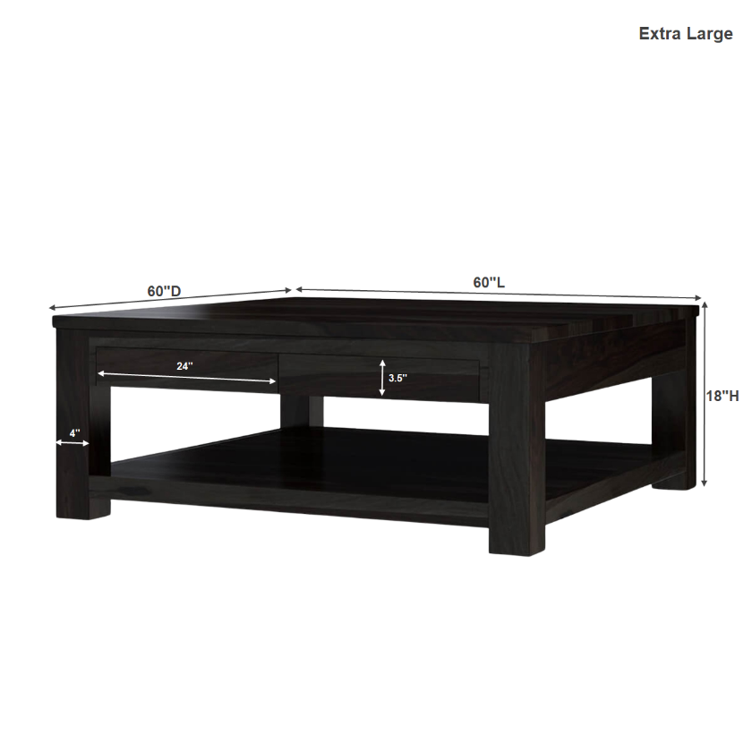 Glencoe Contemporary Style Large Square Coffee Table Size Image