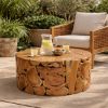 Picture of Guilford Antique Outdoor Round Teak Slice Coffee Table