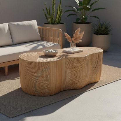 Picture of Vancouver Natural Rattan Bohemian Patio Coffee Table