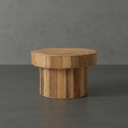 Picture of Trenton Fluted Pattern Rattan Round Coffee Table