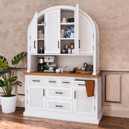 Picture of Langford Solid Wood Arched Hutch Cabinet