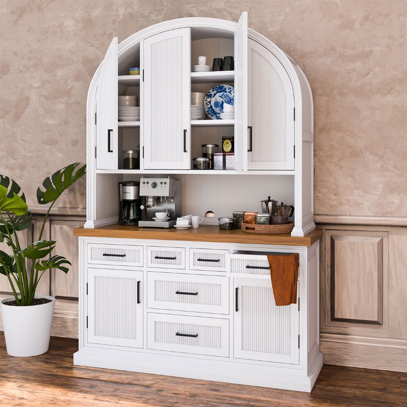 Picture of Langford Solid Wood Arched Hutch Cabinet