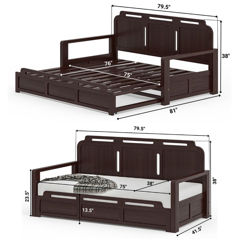 Homestead Solid Wood Expandable Twin to King Daybed Dimension Image