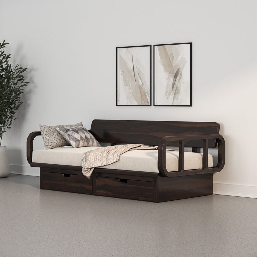 Picture of Dieppe Art Deco Solid Wood Daybed with Storage