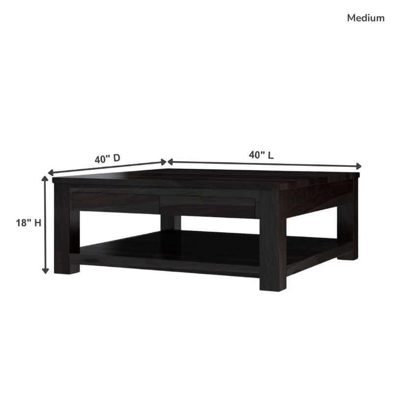Glencoe Contemporary Style Large Square Coffee Table Size Image