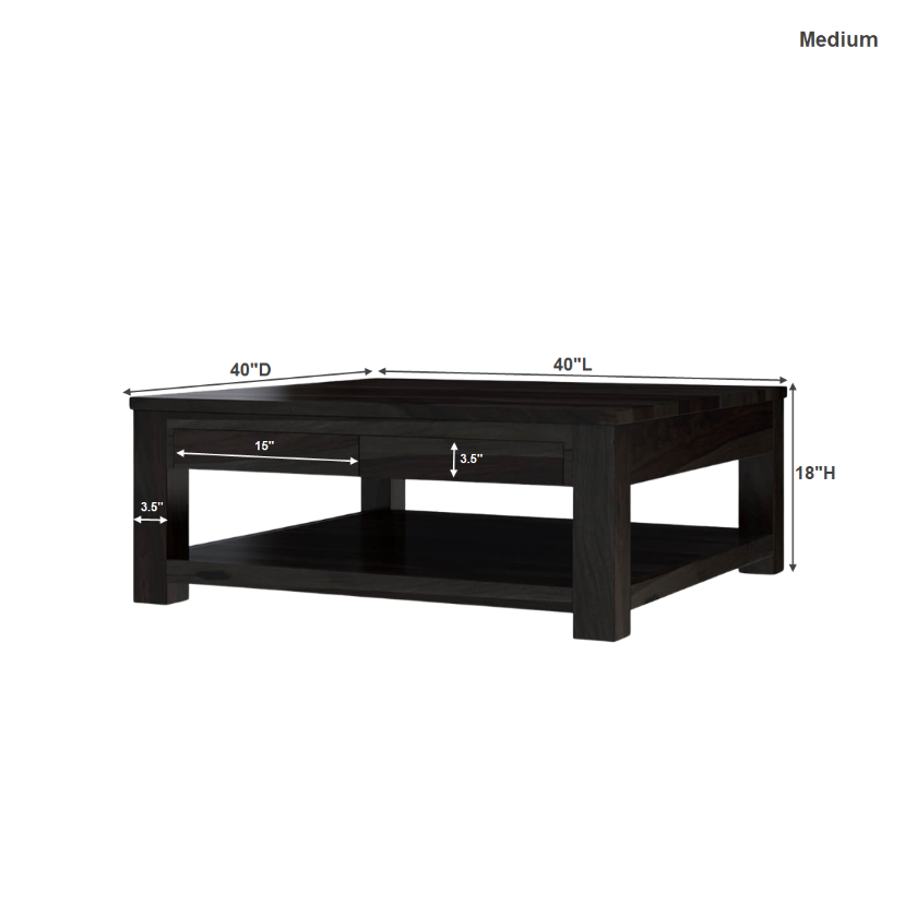 Glencoe Contemporary Style Large Square Coffee Table Size Image