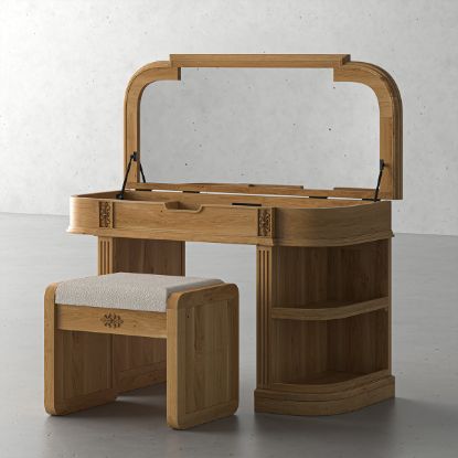 Picture of Kaslo Modern Makeup Vanity Desk with Mirror & Stool