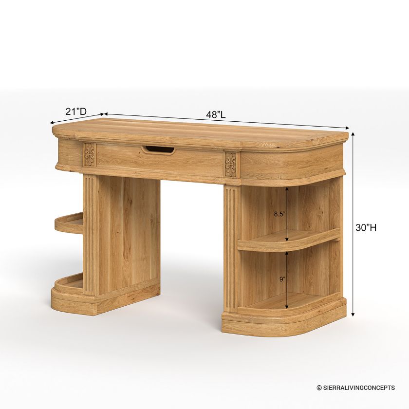 Kaslo Modern Makeup Vanity Desk with Mirror & Stool Dimension Image
