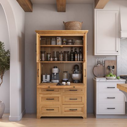 Picture of Gimli Rustic Freestanding Kitchen Pantry Cabinet with Drawers