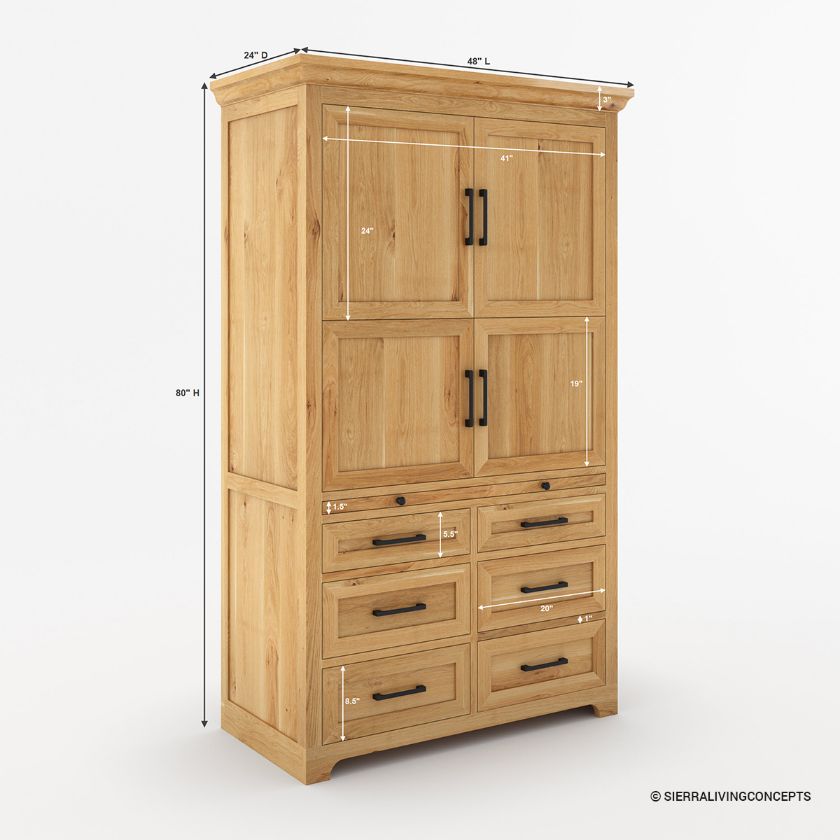 Gimli Rustic Freestanding Kitchen Pantry Cabinet with Drawers Dimension Image