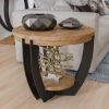 Picture of Upland 2-Tier Rustic Teak Wood Round Side Table Set of 2