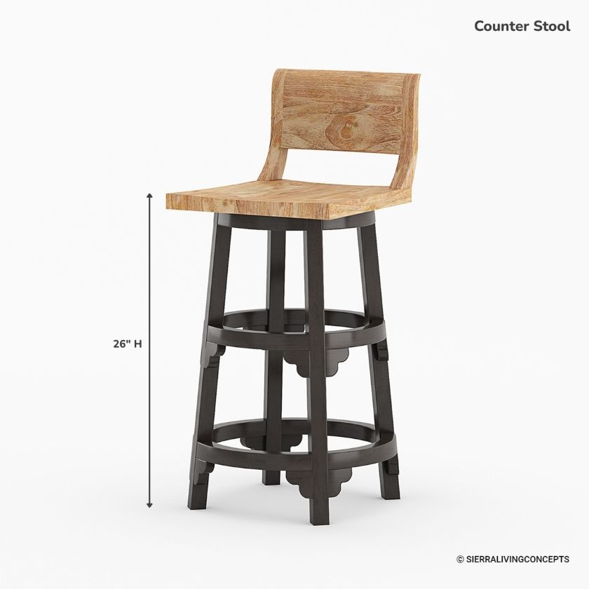 Cortona Farmhouse Bar Height Stools With Backs Size Image