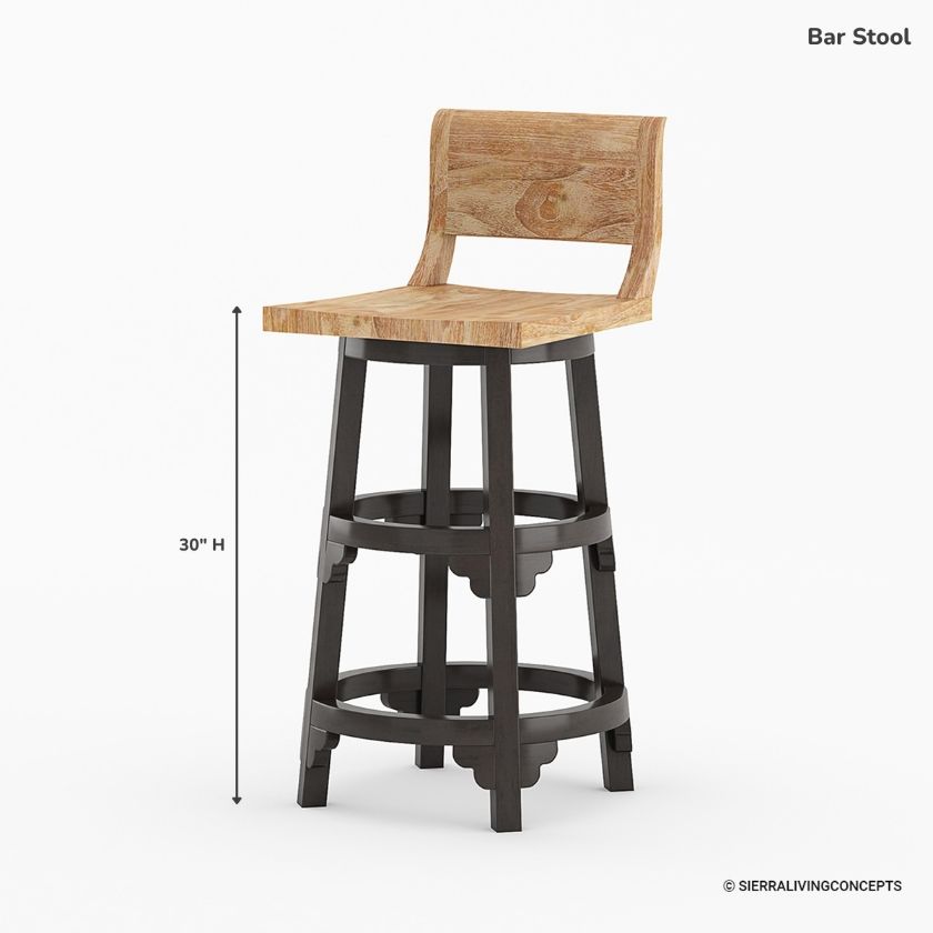 Cortona Farmhouse Bar Height Stools With Backs Size Image