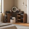 Picture of Moraine Modern Glam Corner Makeup Vanity with Stool