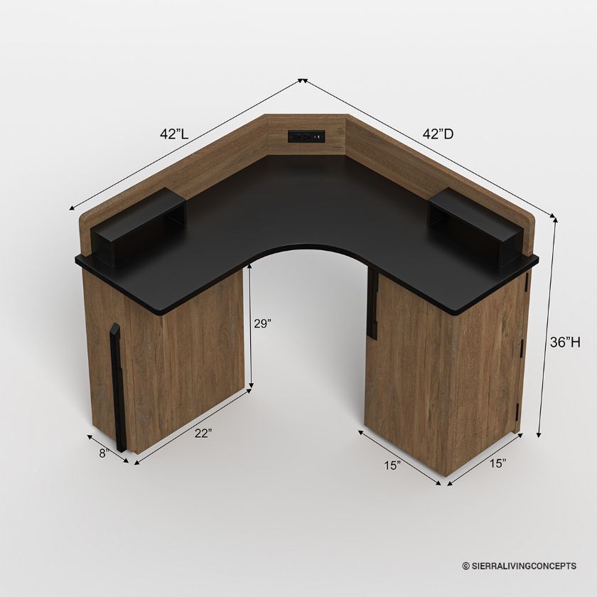 Moraine Modern Glam Corner Makeup Vanity with Stool Dimension Image