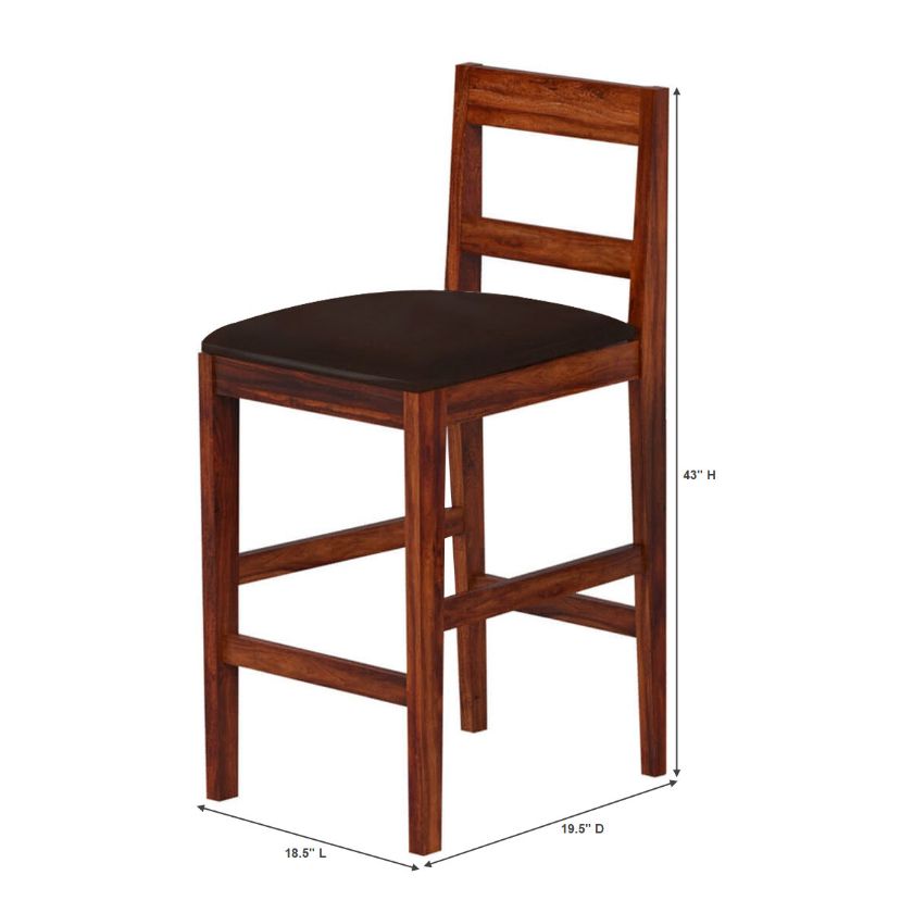 Lincoln Classic Solid Wood Upholstered Bar Chair (Set of 2) Size Image