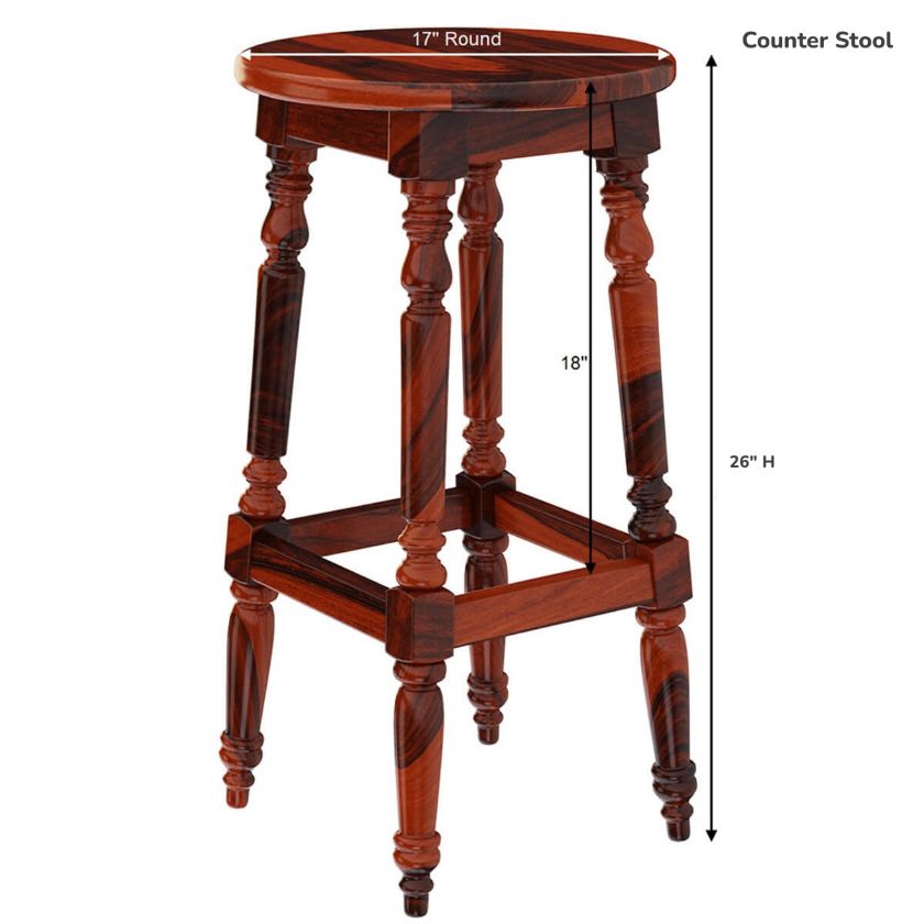 Magadan Rustic Solid Wood 30 Inch Traditional Bar Stool Size Image
