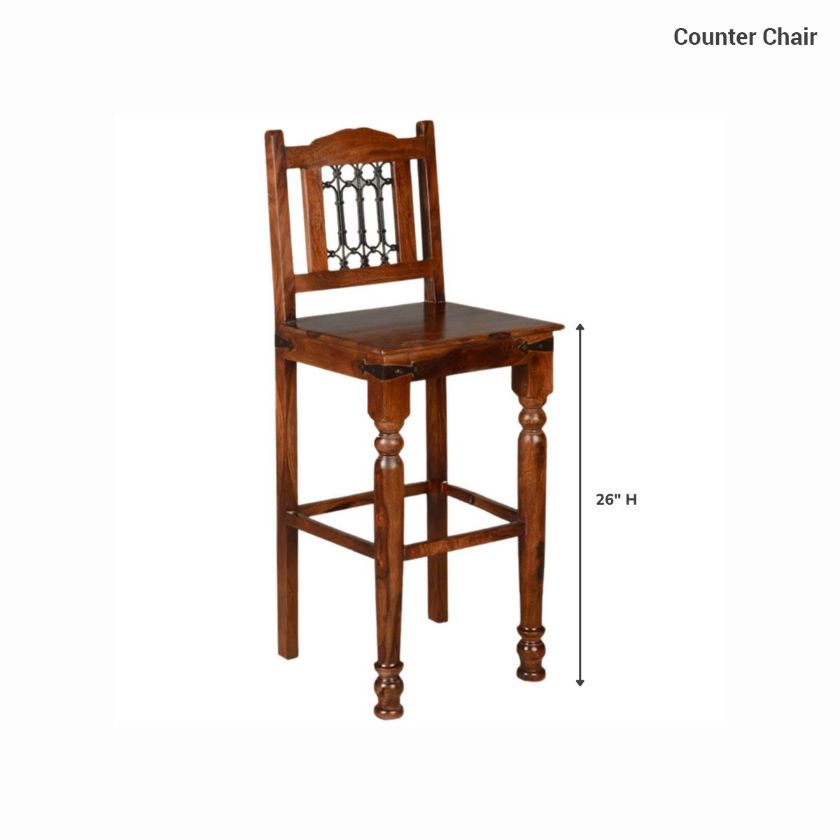 Philadelphia Solid Wood & Iron Tall Bar Chair Size Image