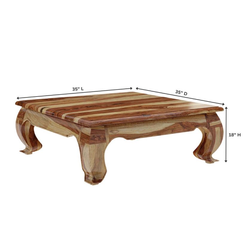 Halfeti Rustic Large Opium Leg Square Coffee Table Size Image
