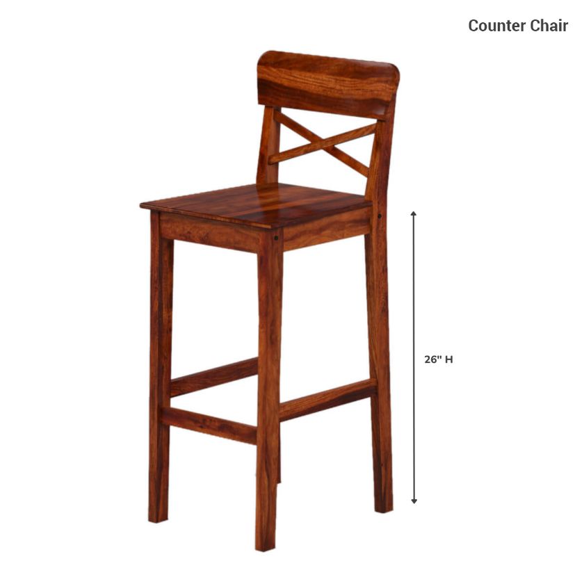 Dallas Ranch Solid Wood Tall Rustic Bar Chair (Set of 2) Size Image