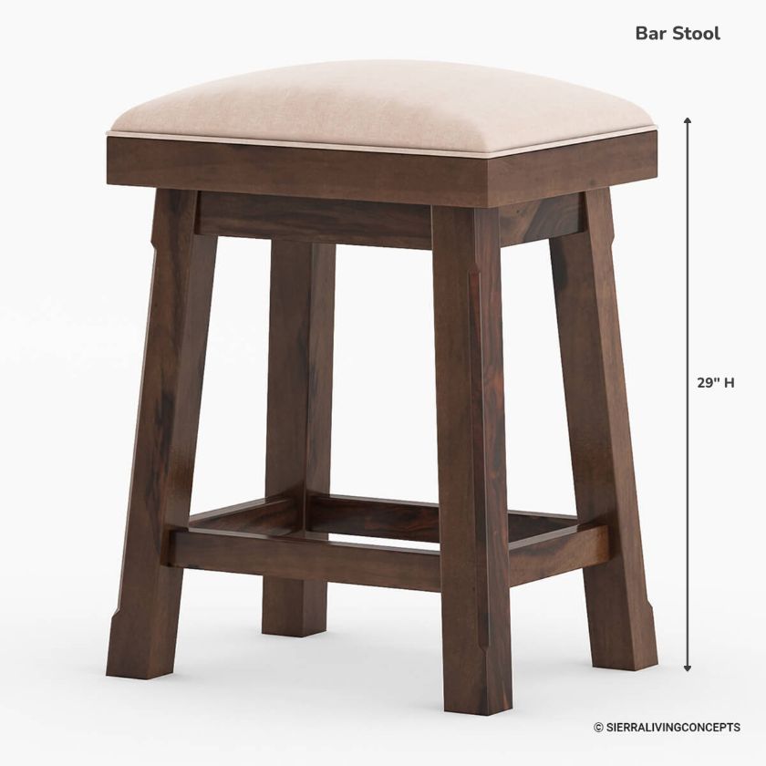 Monterey Rustic Solid Wood Backless Bar and Counter Stools Size Image