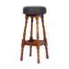 Picture of Waimea Mahogany Wood Upholstered Round Bar Stool