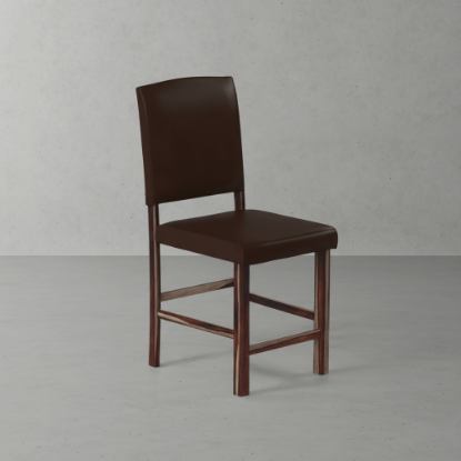 Picture of Albacete Solid Wood Brown Leather Bar Chair