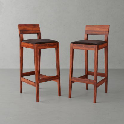 Picture of Lincoln Modern Rustic Solid Wood Low Back Tall Bar Chair (Set of 2)