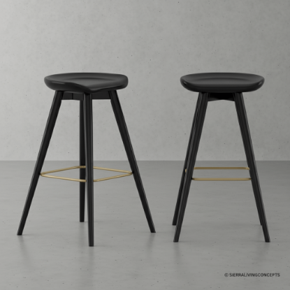 Picture of Hilversum Modern Solid Wood Black Stool Set of 2