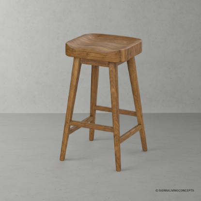 Picture of Seldovia Rustic Solid Wood Mid-century Bar Stool