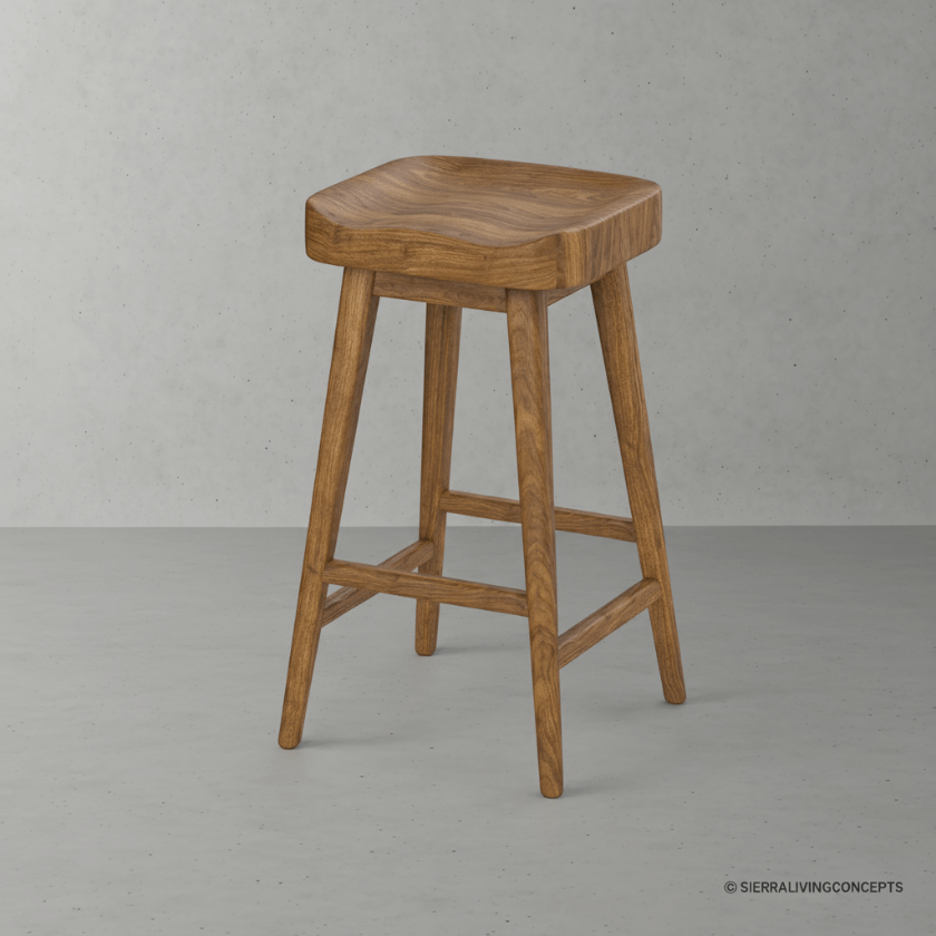 Picture of Seldovia Rustic Solid Wood Mid-century Bar Stool