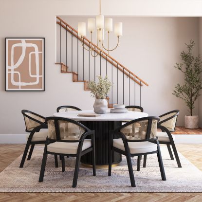 Picture of Slave Modern Black Round Dining Table Set For 6