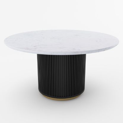 Picture of Slave White Marble Top 60 Inch Round Pedestal Dining Table