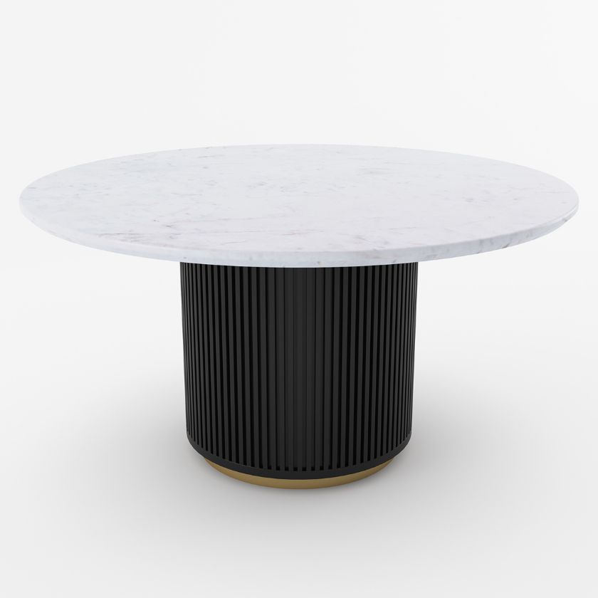 Picture of Slave White Marble Top 60 Inch Round Pedestal Dining Table