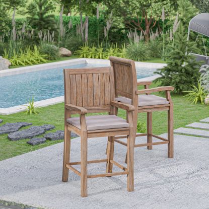 Picture of Concord Teak Wood Outdoor Counter Height Bar Stool