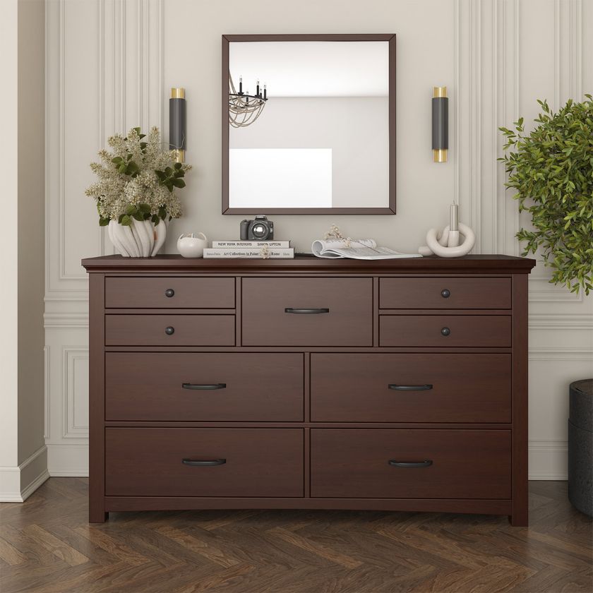 Picture of Vindemia Mahogany Dark Wood Dresser Chest of Drawers