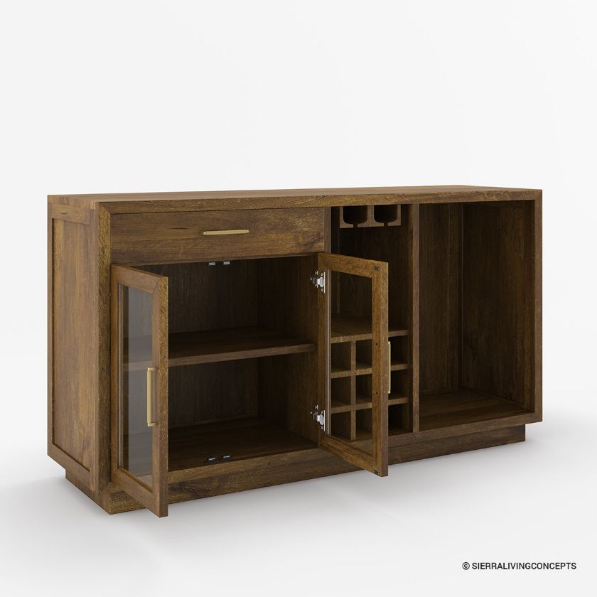 Sarnia Solid Wood Buffet Cabinet with Mini Fridge Space
