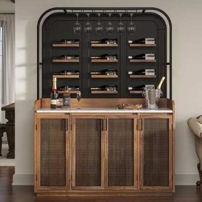 Picture of Wexford Arched 2 Tone Bar Cabinet with Wine Storage
