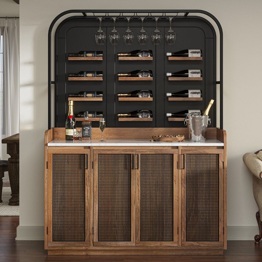 Picture of Wexford Arched 2 Tone Bar Cabinet with Wine Storage
