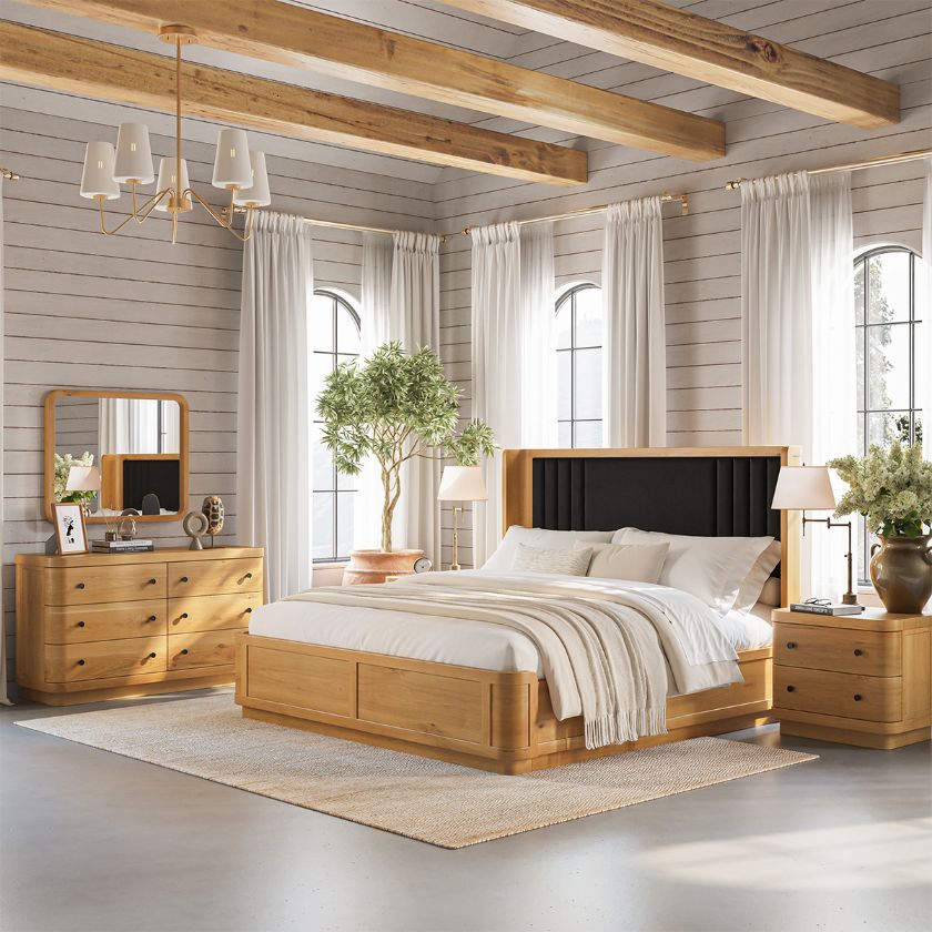 Picture of Lytton Modern Farmhouse 4 Piece Solid Wood Bedroom Set