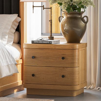 Picture of Lytton Modern Farmhouse Solid Wood Nightstand with 2 Drawers