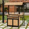 Picture of Leaside Teak Wood Outdoor Tiki Bar Table with Storage