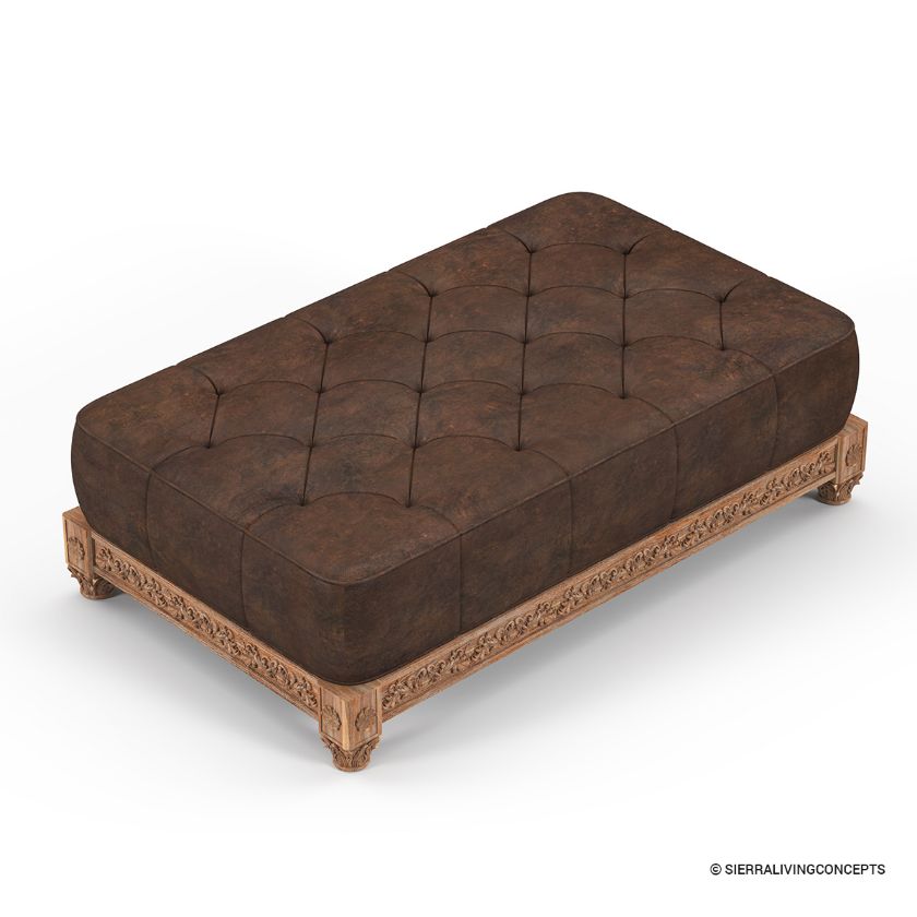 Carling Extra Large Leather Ottoman Coffee Table Size Image