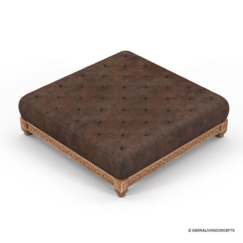 Carling Extra Large Leather Ottoman Coffee Table Size Image