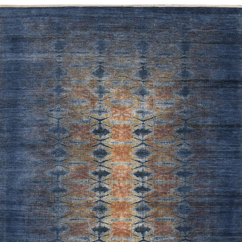 Picture of Bowmanville Geometric Abrash Finish Hand Knotted Blue Area Rug