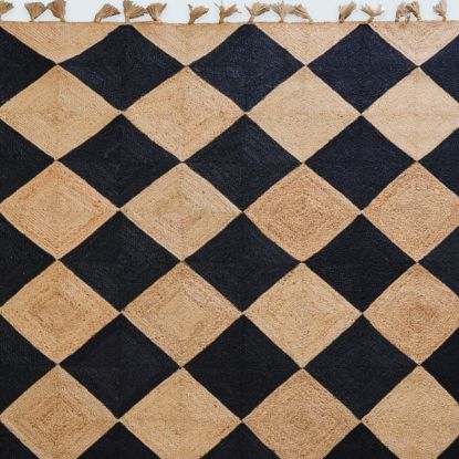 Picture of Guelph Natural Jute & Dyed Black Checkered Rug