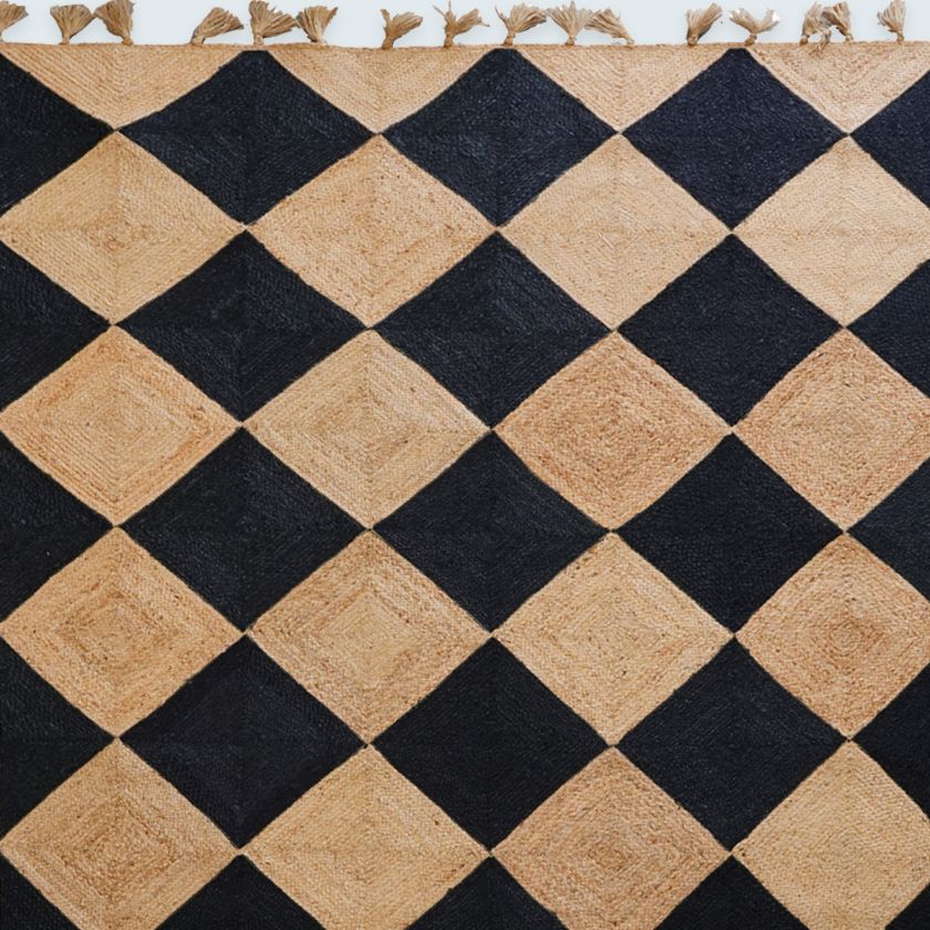 Picture of Guelph Natural Jute & Dyed Black Checkered Rug