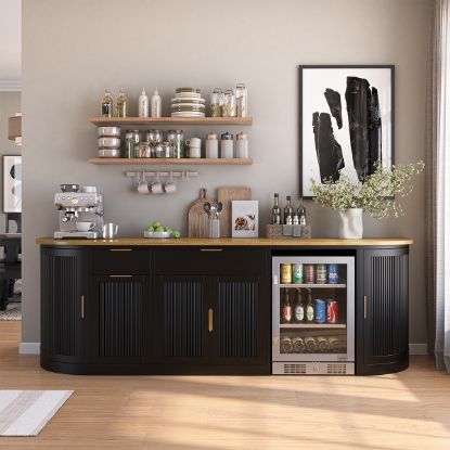 Picture of Bow Fluted Two Tone Curved Black Buffet Sideboard with Drawers