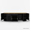 Picture of Bow Fluted Two Tone Curved Black Buffet Sideboard with Drawers
