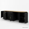 Picture of Bow Fluted Two Tone Curved Black Buffet Sideboard with Drawers